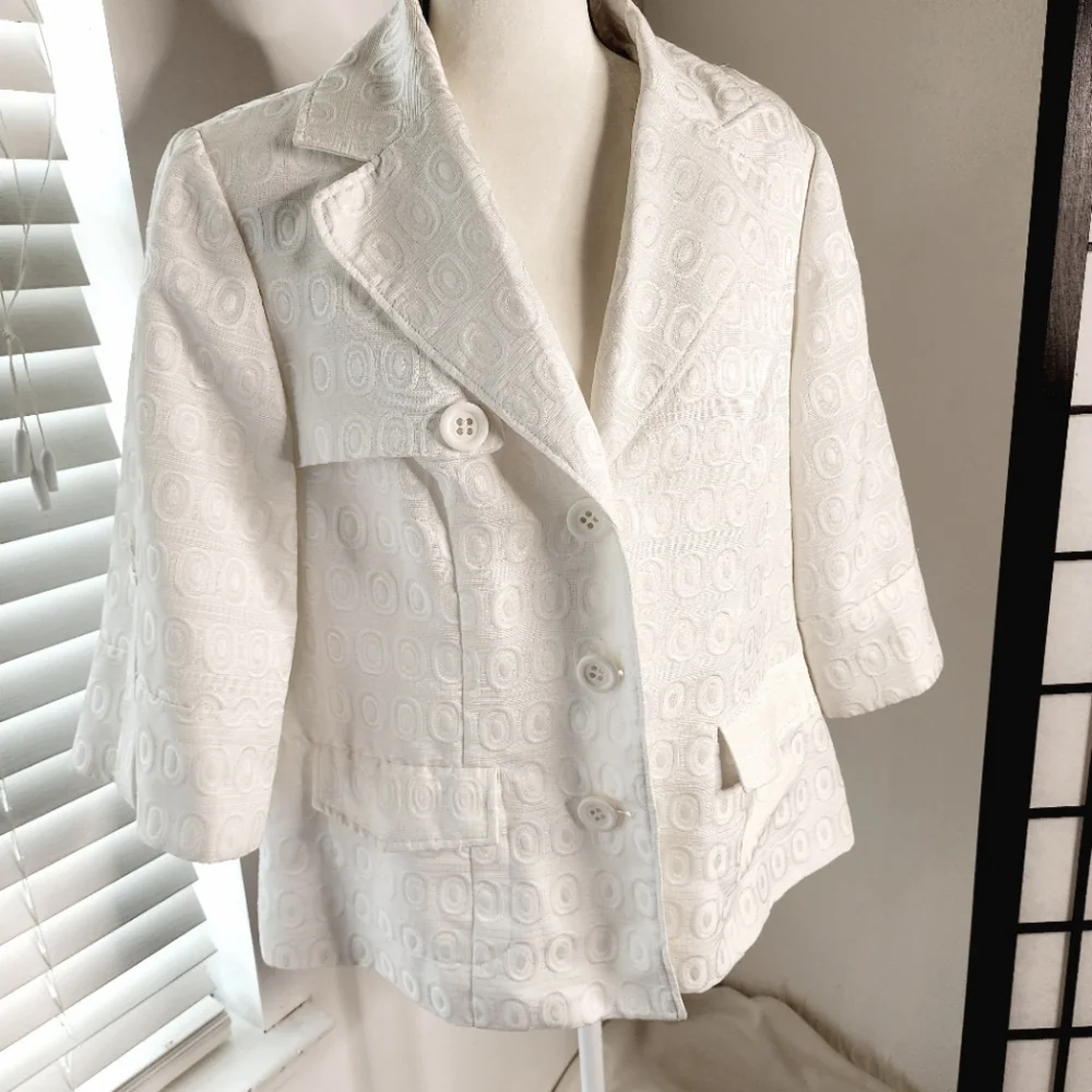 Ashley Stewart 16-White Textured Skirt Suit Church Mother of the Bride Business - Picture 2 of 11
